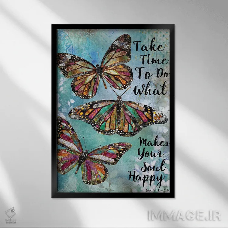 تابلو دکوراتیو زمان بگذار اثر جنیفر لمباین - نمای قابدار مشکی