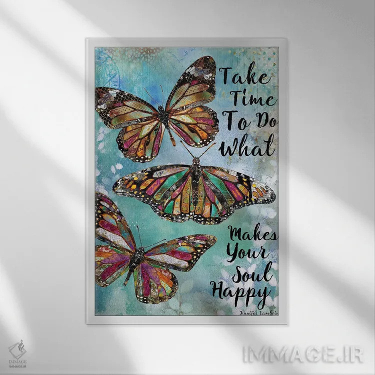 تابلو دکوراتیو زمان بگذار اثر جنیفر لمباین - نمای قابدار سفید