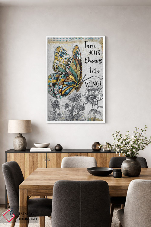 تابلو دکوراتیو رویاهات را پروانه کن اثر جنیفر لمباین - D3W