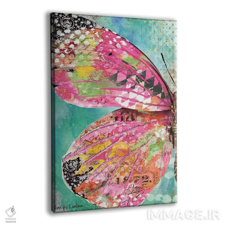 تابلو دکوراتیو بال پروانه سرخ گون اثر جنیفر لمباین - نمای پرسپکتیو محصول