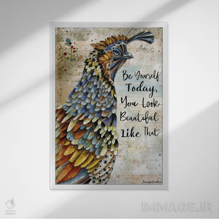 تابلو دکوراتیو خودت باش کبک اثر جنیفر لمباین - نمای قابدار سفید