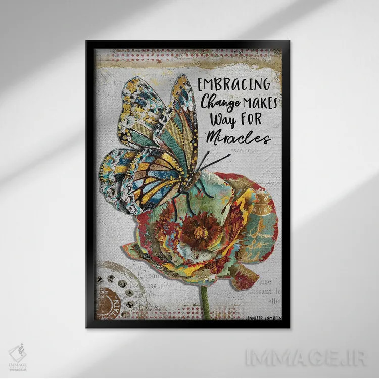 تابلو دکوراتیو پذیرش تغییر اثر جنیفر لمباین - نمای قابدار مشکی
