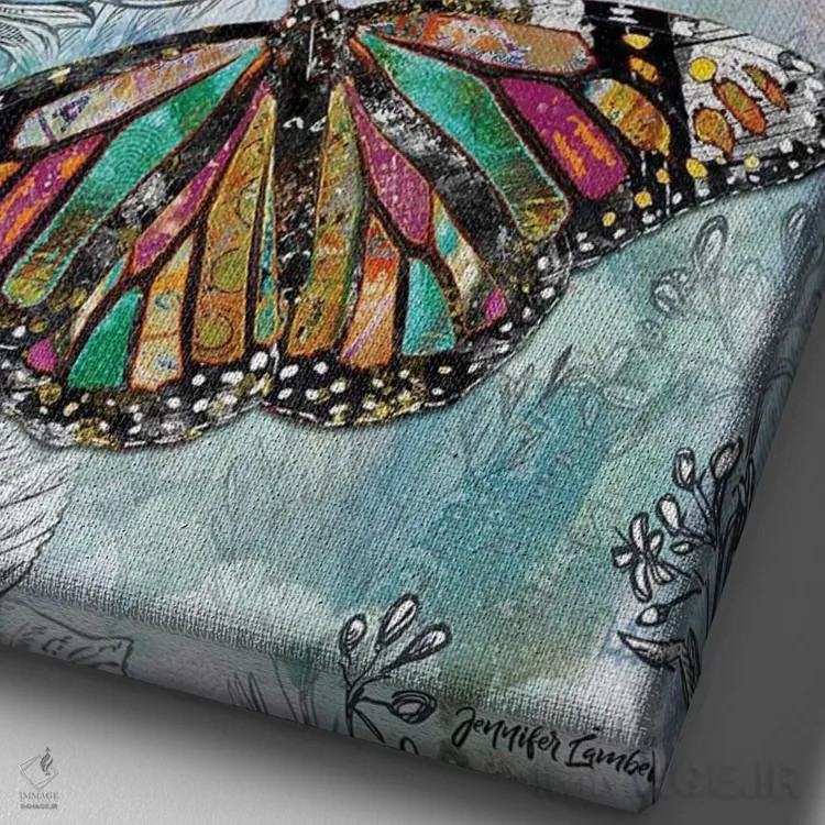 تابلو دکوراتیو کمتر بترس و بیشتر امید داشته باش اثر جنیفر لمباین - نمای نزدیک بافت بوم