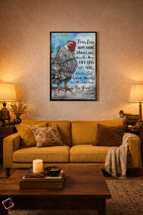 تابلو دکوراتیو کمتر بترس و بیشتر امید داشته باش مرغ اثر جنیفر لمباین - D4B