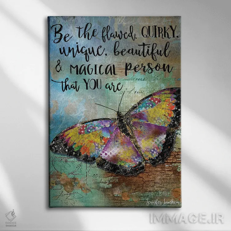 تابلو دکوراتیو پروانه ناقص باش اثر جنیفر لمباین - نمای روبهرو روی دیوار