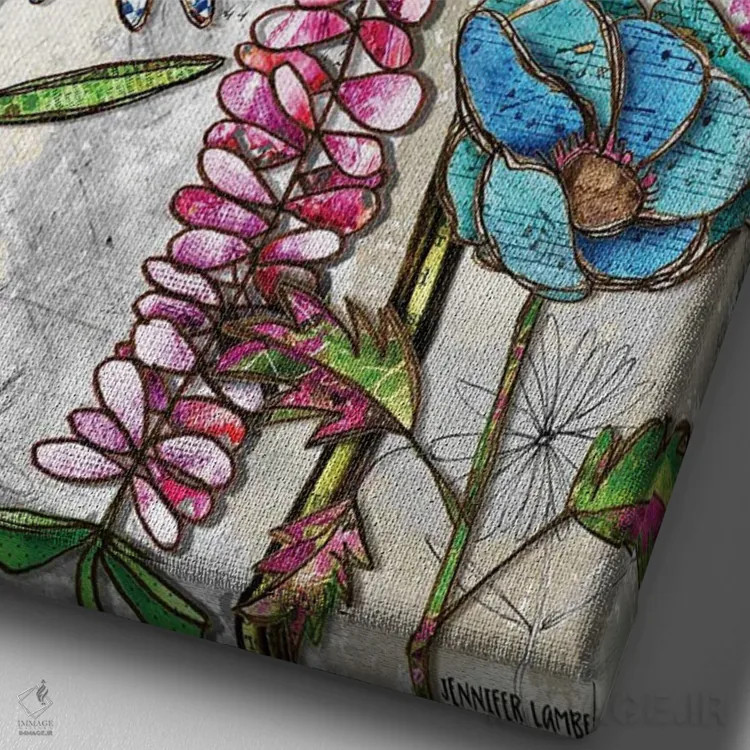 تابلو دکوراتیو رشد کن اثر جنیفر لمباین - نمای نزدیک بافت بوم