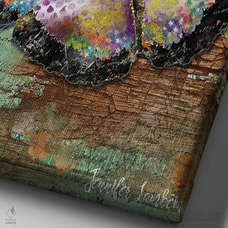 تابلو دکوراتیو پروانه ناقص باش اثر جنیفر لمباین - نمای نزدیک بافت بوم