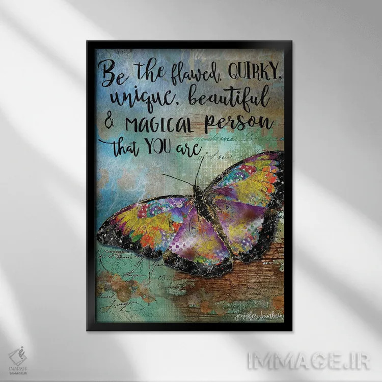 تابلو دکوراتیو پروانه ناقص باش اثر جنیفر لمباین - نمای قابدار مشکی