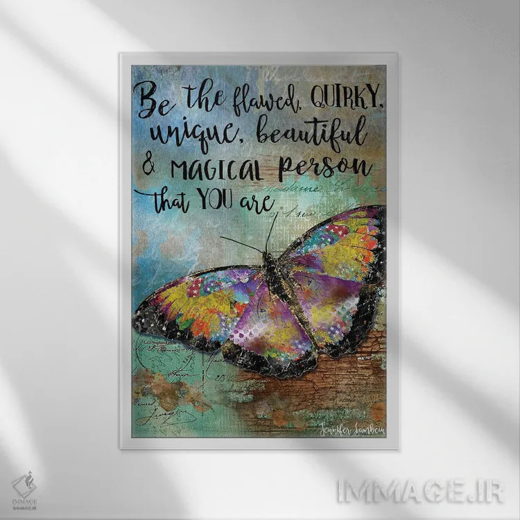 تابلو دکوراتیو پروانه ناقص باش اثر جنیفر لمباین - نمای قابدار سفید