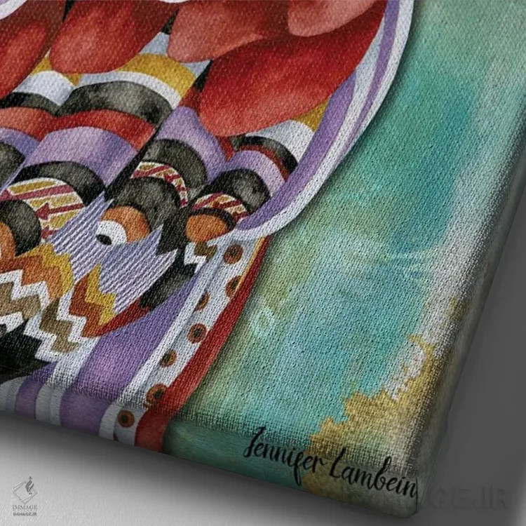 تابلو دکوراتیو جغد امید اثر جنیفر لمباین - نمای نزدیک بافت بوم