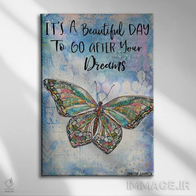 تابلو دکوراتیو امروز یک روز زیباست اثر جنیفر لمباین - نمای روبهرو روی دیوار