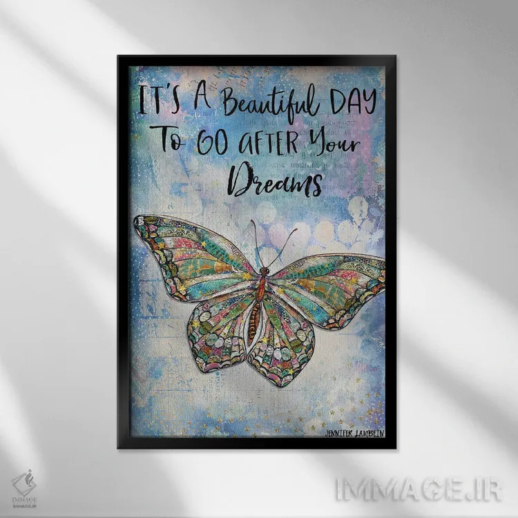 تابلو دکوراتیو امروز یک روز زیباست اثر جنیفر لمباین - نمای قابدار مشکی