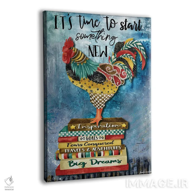 تابلو دکوراتیو وقتشه خروس اثر جنیفر لمباین - نمای پرسپکتیو محصول