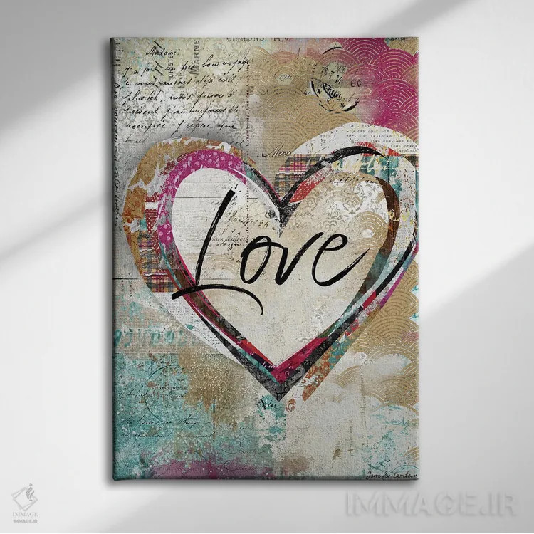 تابلو دکوراتیو قلب عاشق اثر جنیفر لمباین - نمای روبهرو روی دیوار