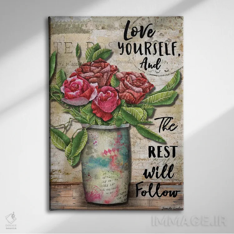 تابلو دکوراتیو خودت را دوست بدار اثر جنیفر لمباین - نمای روبهرو روی دیوار