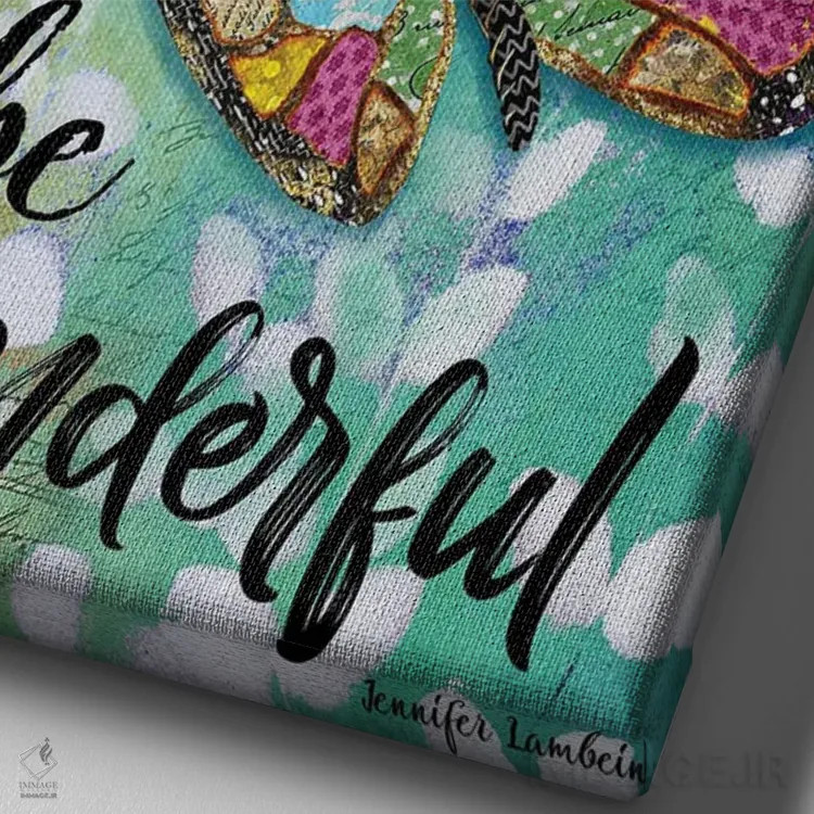 تابلو دکوراتیو زندگی لازم نیست کامل باشد اثر جنیفر لمباین - نمای نزدیک بافت بوم