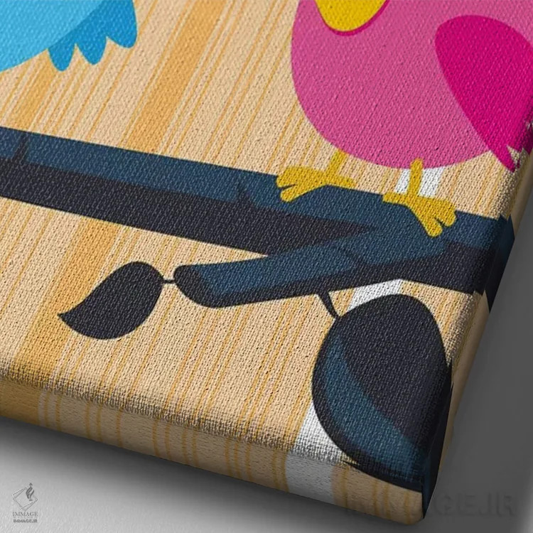 تابلو دکوراتیو مرغ های عشق اثر جیمز لی - نمای نزدیک بافت بوم