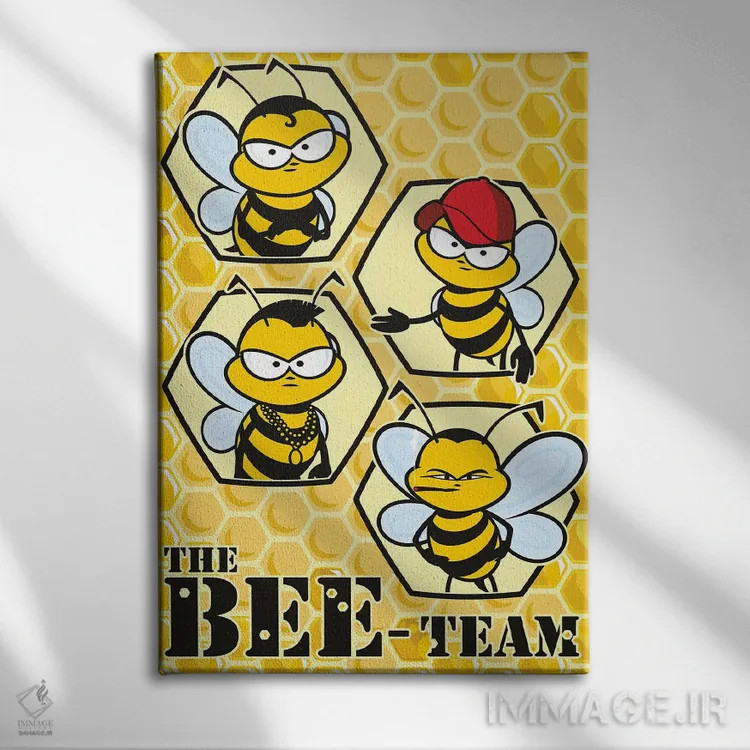 تابلو دکوراتیو تیم زنبورها اثر جیمز لی - نمای روبهرو روی دیوار