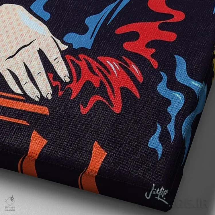 تابلو دکوراتیو مونالیزای پاپ اثر جیمز لی - نمای نزدیک بافت بوم