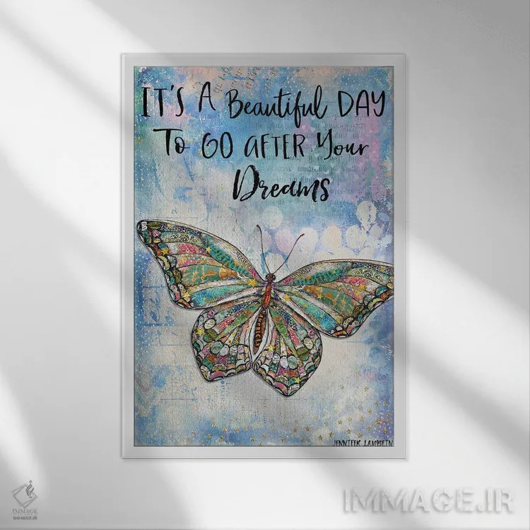 تابلو دکوراتیو امروز یک روز زیباست اثر جنیفر لمباین - نمای قابدار سفید