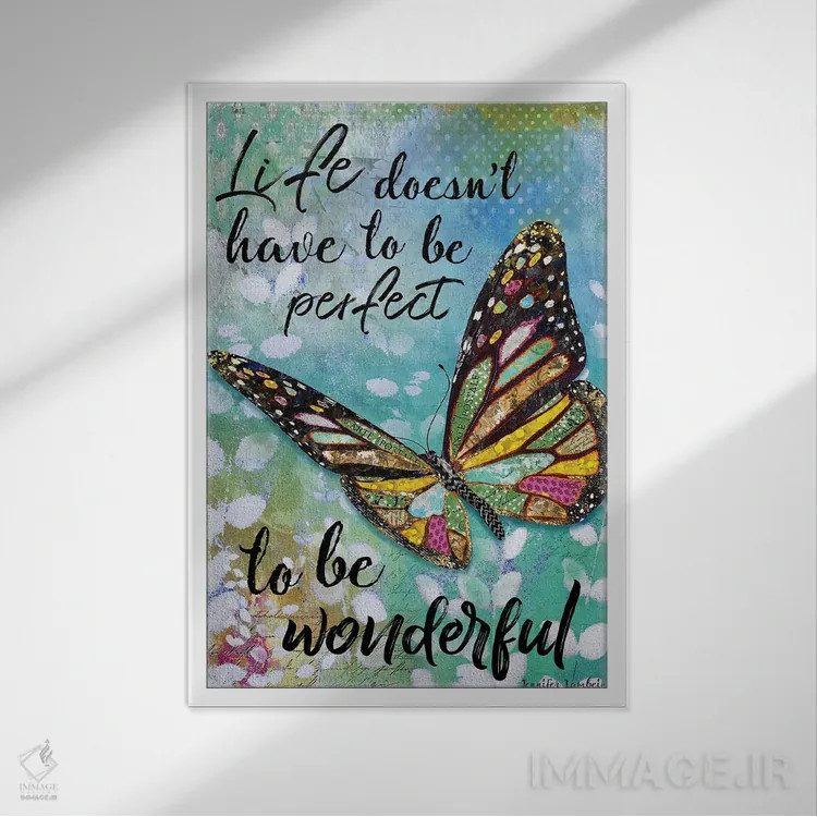 تابلو دکوراتیو زندگی لازم نیست کامل باشد اثر جنیفر لمباین - نمای قابدار سفید