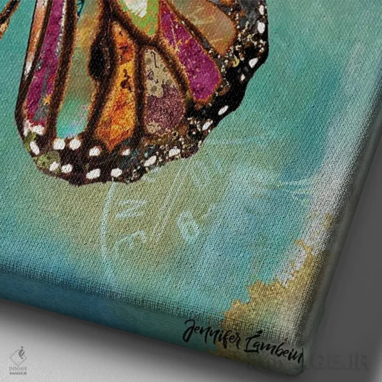تابلو دکوراتیو هرگز بال هایت را پنهان نکن اثر جنیفر لمباین - نمای نزدیک بافت بوم