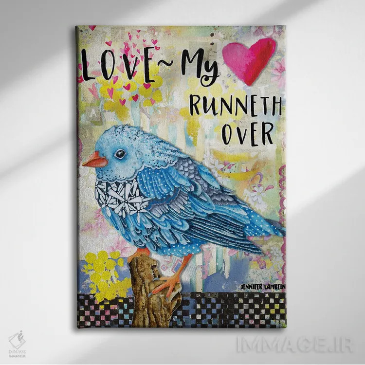 تابلو دکوراتیو My Cup Runneth Over,عشق، جام حیاتم لبریز است اثر جنیفر لمباین - نمای روبهرو روی دیوار