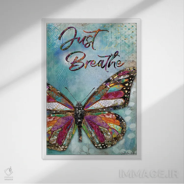 تابلو دکوراتیو فقط نفس بکش اثر جنیفر لمباین - نمای قابدار سفید