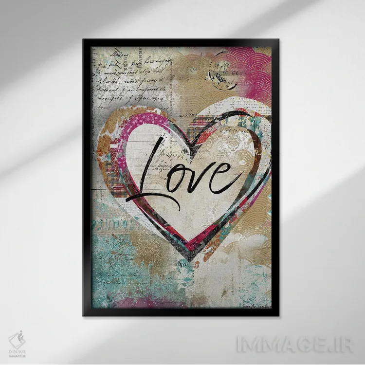 تابلو دکوراتیو قلب عاشق اثر جنیفر لمباین - نمای قابدار مشکی