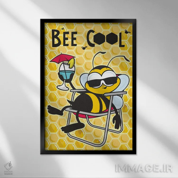تابلو دکوراتیو زنبور باحال اثر جیمز لی - نمای قابدار مشکی