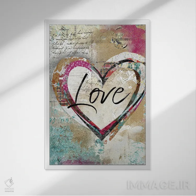 تابلو دکوراتیو قلب عاشق اثر جنیفر لمباین - نمای قابدار سفید
