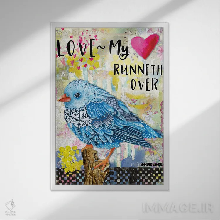 تابلو دکوراتیو My Cup Runneth Over,عشق، جام حیاتم لبریز است اثر جنیفر لمباین - نمای قابدار سفید