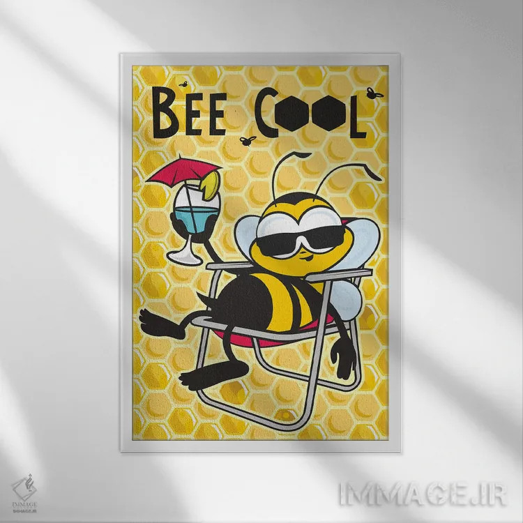 تابلو دکوراتیو زنبور باحال اثر جیمز لی - نمای قابدار سفید
