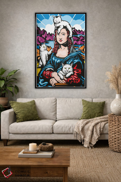 تابلو دکوراتیو مونالیزا با گربه ها اثر جیمز لی - D1B