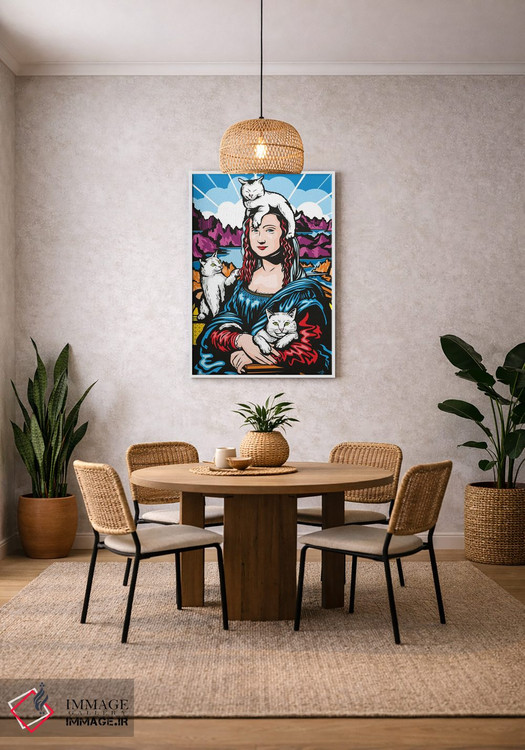 تابلو دکوراتیو مونالیزا با گربه ها اثر جیمز لی - D2W