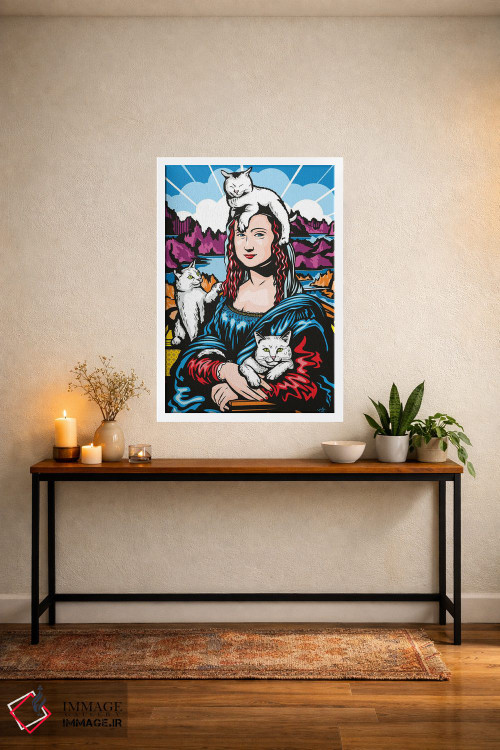 تابلو دکوراتیو مونالیزا با گربه ها اثر جیمز لی - D3W