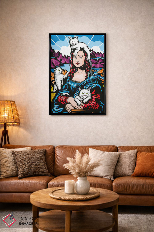 تابلو دکوراتیو مونالیزا با گربه ها اثر جیمز لی - D4B