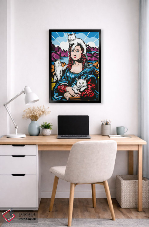 تابلو دکوراتیو مونالیزا با گربه ها اثر جیمز لی - D6B