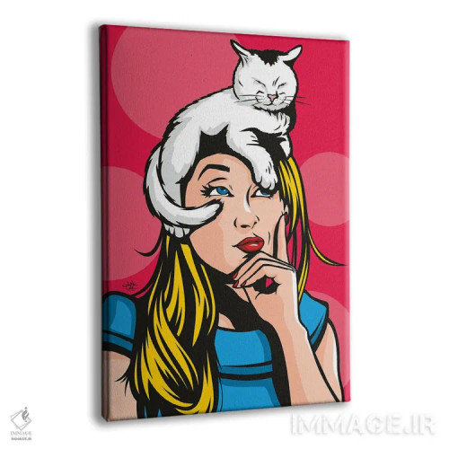 تابلو دکوراتیو گربه بر روی زن بلوند داغ اثر جیمز لی - نمای پرسپکتیو محصول