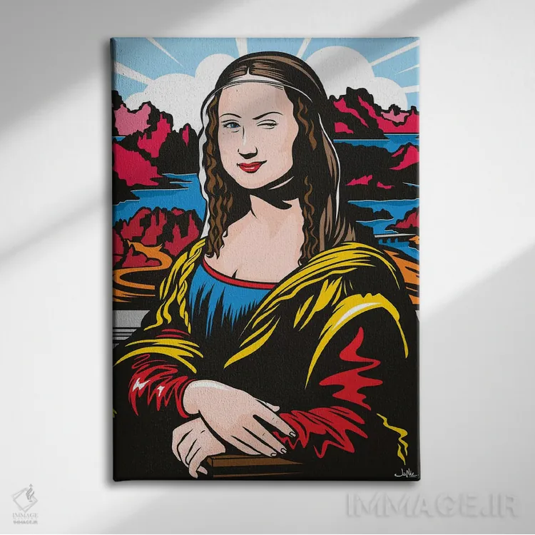 تابلو دکوراتیو مونای چشمک زن اثر جیمز لی - نمای روبهرو روی دیوار