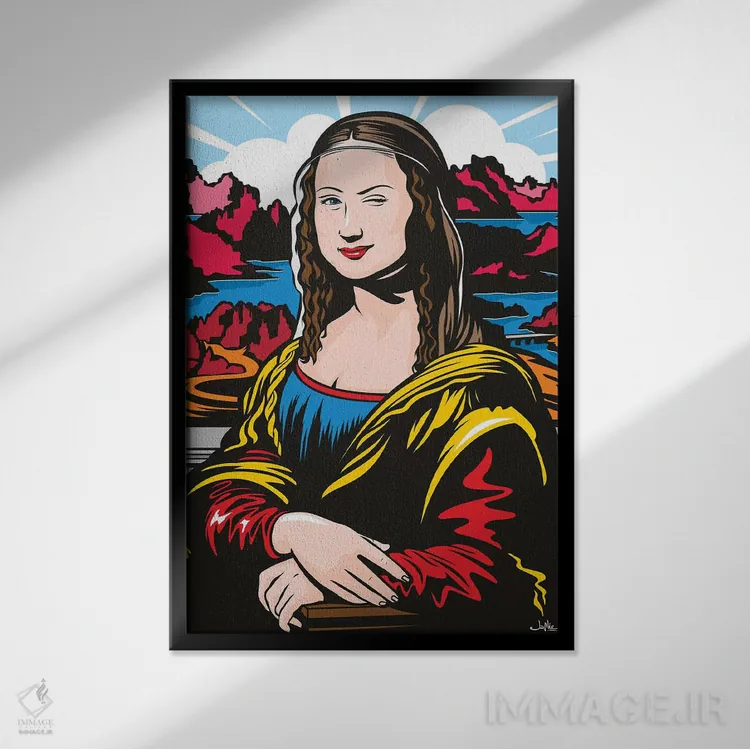 تابلو دکوراتیو مونای چشمک زن اثر جیمز لی - نمای قابدار مشکی