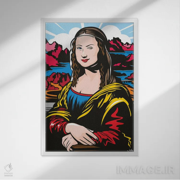 تابلو دکوراتیو مونای چشمک زن اثر جیمز لی - نمای قابدار سفید