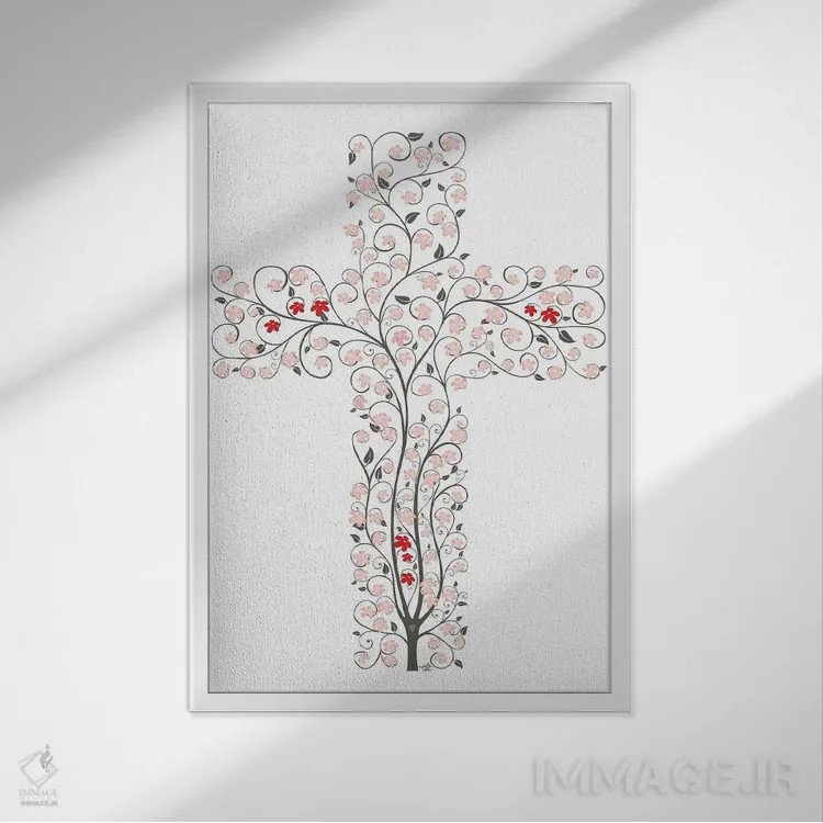 تابلو دکوراتیو زندگی در صلیب اثر جیمز لی - نمای قابدار سفید