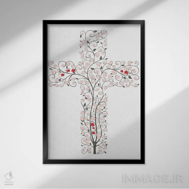 تابلو دکوراتیو زندگی در صلیب اثر جیمز لی - نمای قابدار مشکی