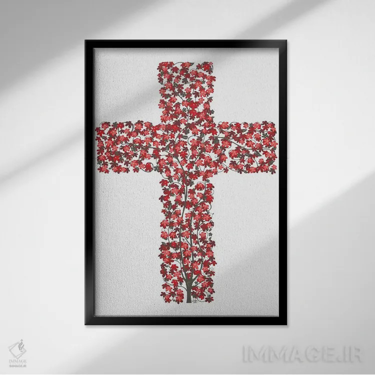 تابلو دکوراتیو زندگی سرشار در صلیب اثر جیمز لی - نمای قابدار مشکی