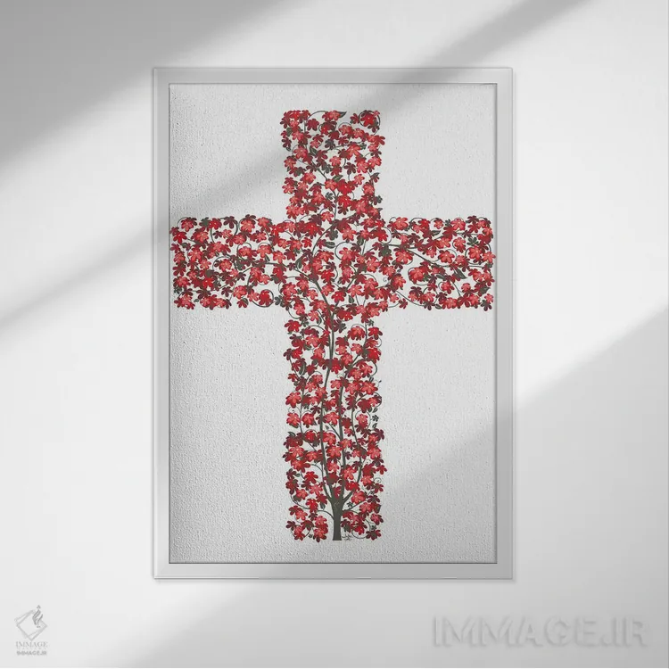 تابلو دکوراتیو زندگی سرشار در صلیب اثر جیمز لی - نمای قابدار سفید