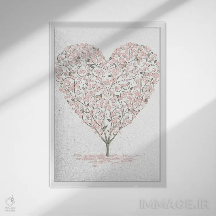 تابلو دکوراتیو عشق شکوفا اثر جیمز لی - نمای قابدار سفید