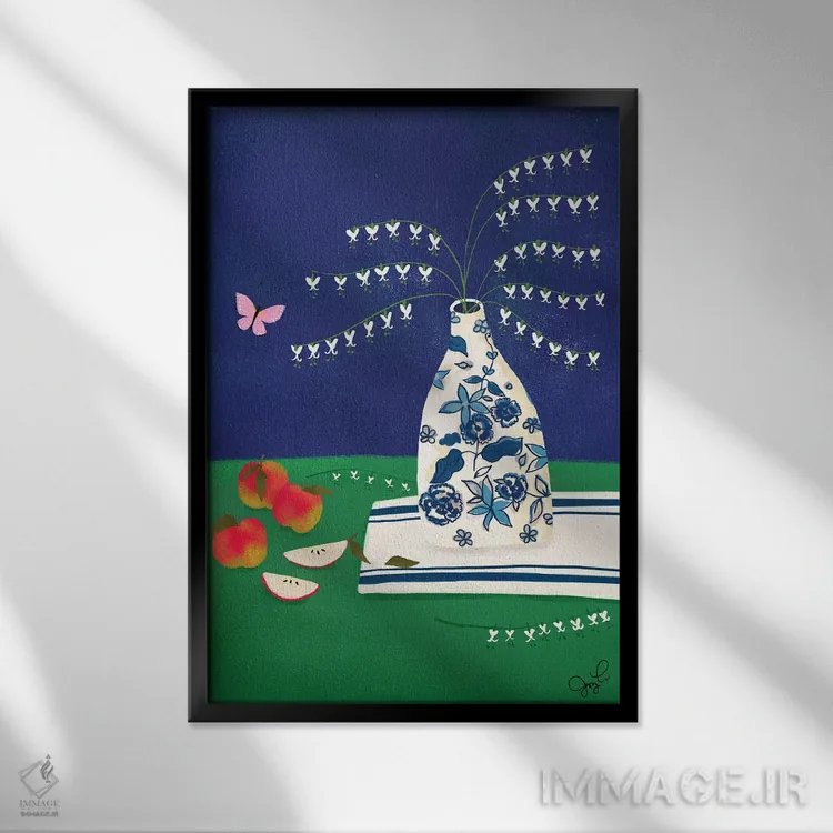 تابلو دکوراتیو قلب خونین اثر جوی لافرم - نمای قابدار مشکی