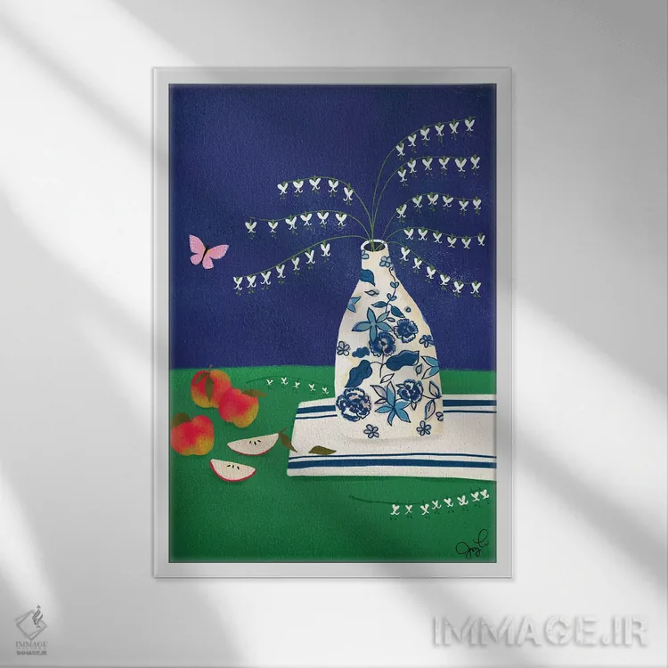 تابلو دکوراتیو قلب خونین اثر جوی لافرم - نمای قابدار سفید