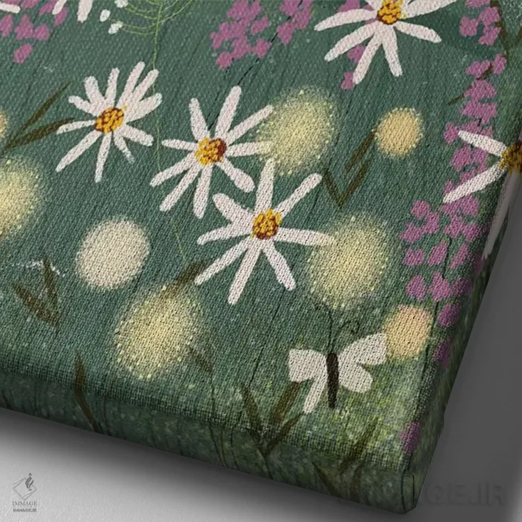 تابلو دکوراتیو فنچ های آبی اثر جوی لافرم - نمای نزدیک بافت بوم